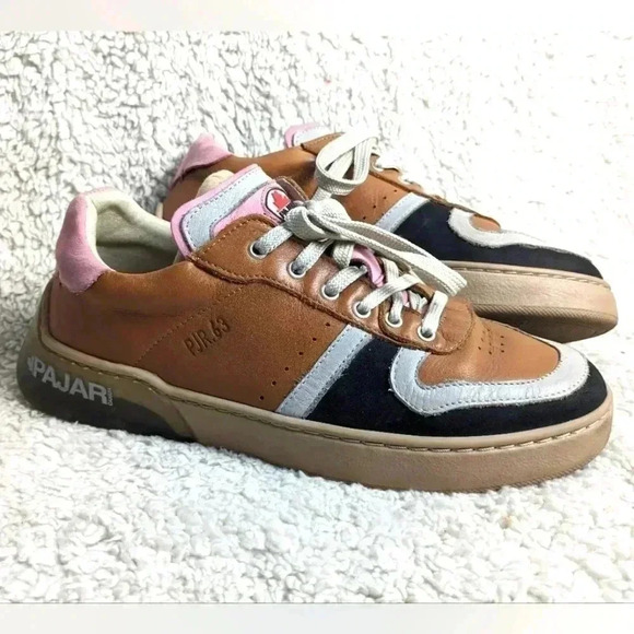 PAJAR Women Leather Flat Laces shoes size 38 = 7 US Colorful Original Style - Picture 1 of 9